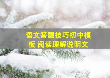 语文答题技巧初中模板 阅读理解说明文